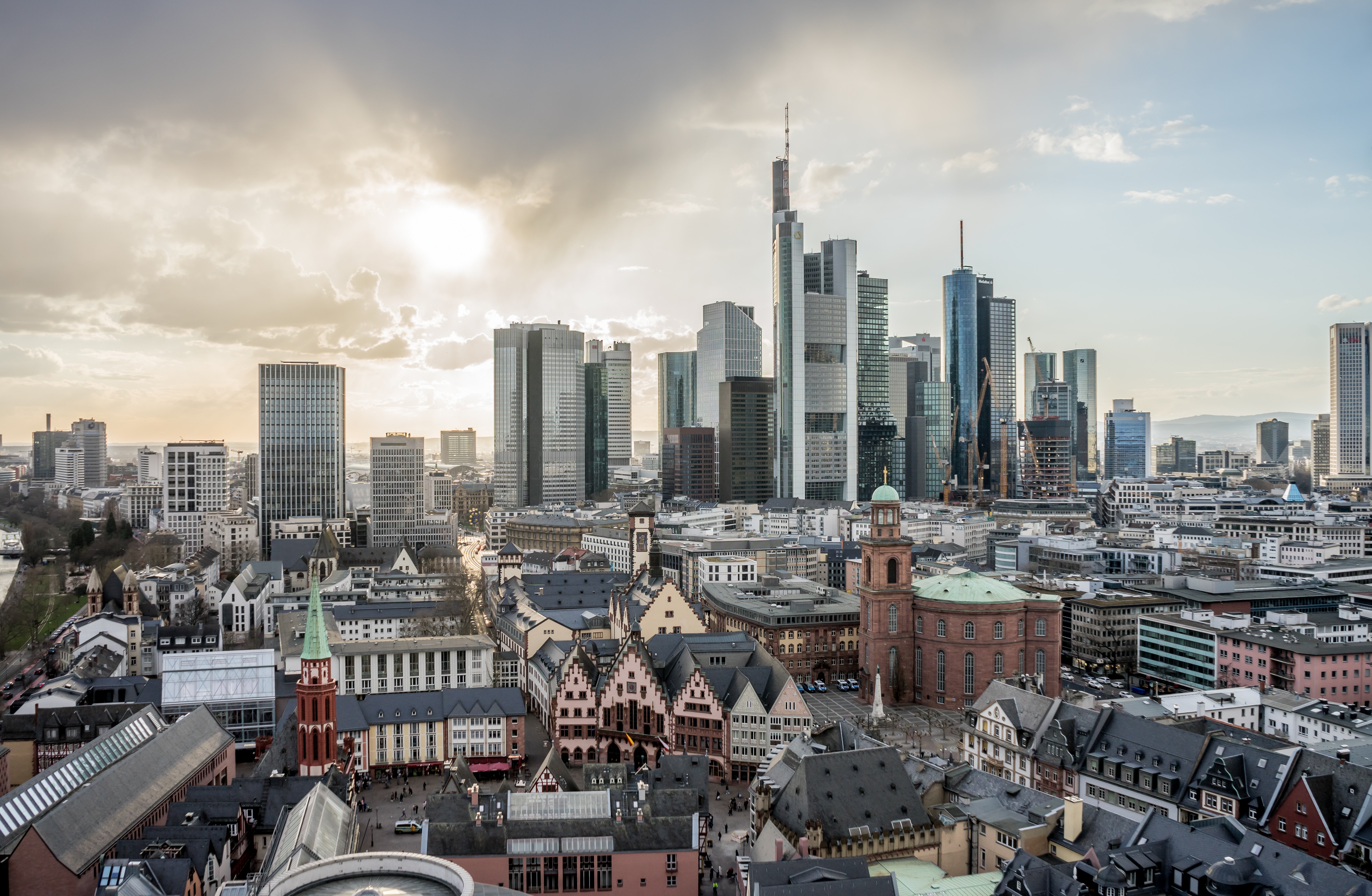 Frankfurt skyline at dusk
